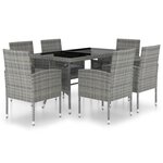 vidaXL Ensemble à Manger de jardin 7Pièces Résine tressée Anthracite gris