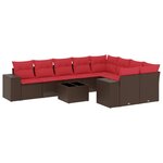 vidaXL Salon de jardin 10 Pièces avec coussins marron résine tressée