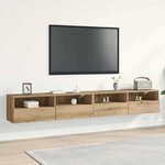 vidaXL Meuble TV mural 2 Pièces chêne artisanal 100 x 30 x 30 cm