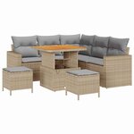 vidaXL Ensemble de canapé de jardin 8 Pièces Beige polyrotin
