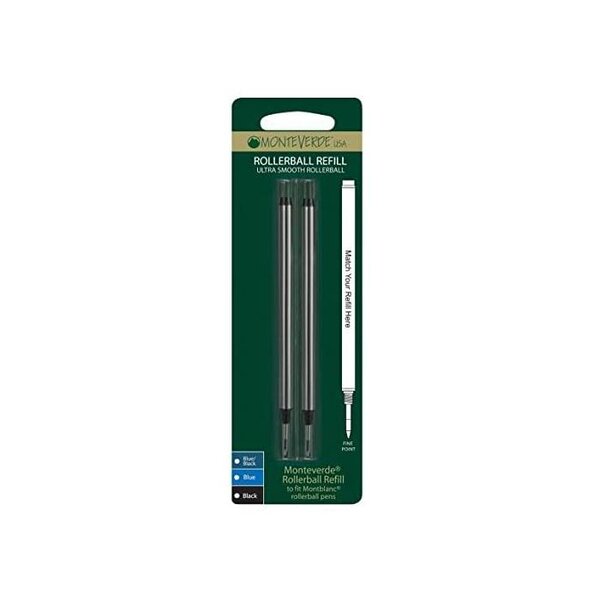 Blister 2 recharges roller noir pointe fine compatible avec Montblanc MONTEVERDE