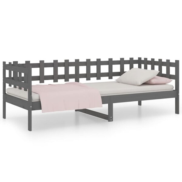vidaXL Lit de jour Gris 90x190 cm Bois de pin massif