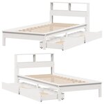 vidaXL Lit bibliothèque sans matelas blanc 90x190cm bois de pin massif
