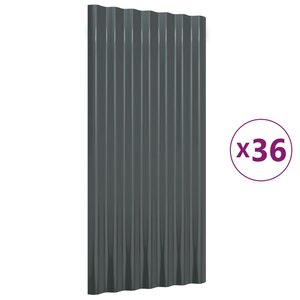 vidaXL Panneaux de toiture 36 Pièces Acier Anthracite 80x36 cm