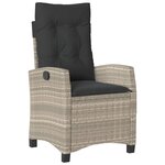 vidaXL Chaise inclinable de jardin coussins gris clair résine tressée