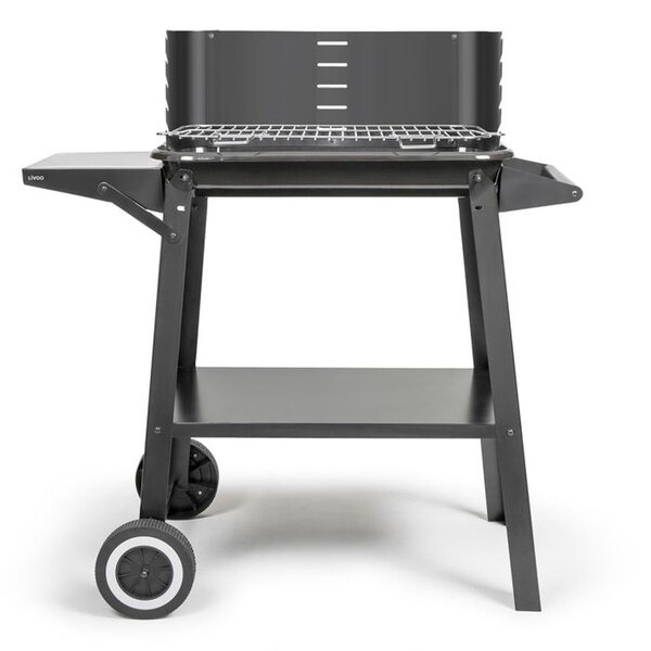 Barbecue à charbon inox - Surface de cuisson 48 5 x 28 8 cm - Hauteur réglable 70-84 cm