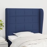 vidaXL Tête de lit avec oreilles Bleu 83x23x118/128 cm Tissu
