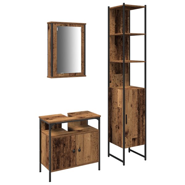 vidaXL Meuble de salle de bain avec lavabo intégré en bois ancien