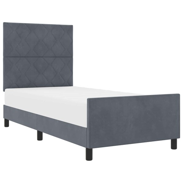 vidaXL Lit à ressorts avec tête de lit Gris foncé 90 x 190 cm Velours