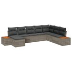 vidaXL Ensemble de canapé de jardin avec coussin 8 Pièces Gris Poly rotin
