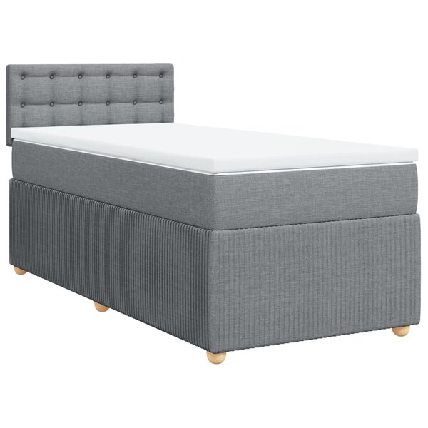 vidaXL Sommier à lattes de lit avec matelas Gris clair 100x200cm Tissu