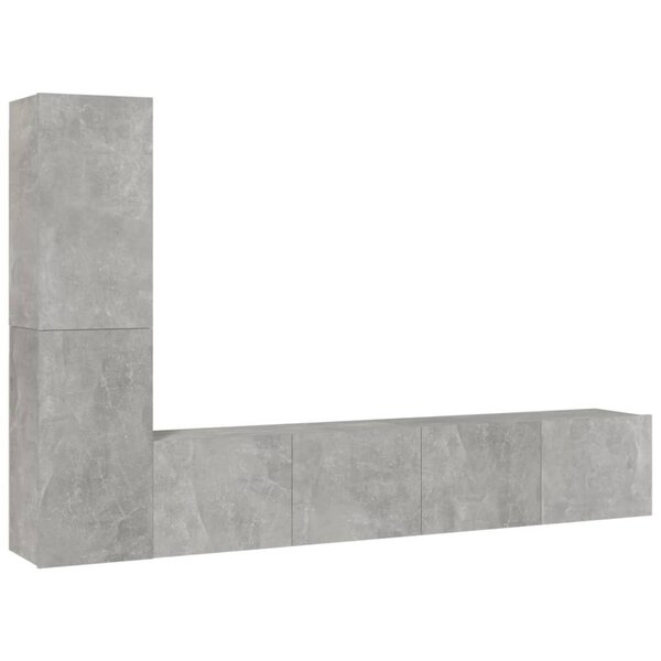 vidaXL Ensemble de meubles TV 4 Pièces Gris béton Bois d'ingénierie