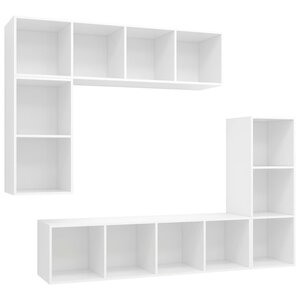 vidaXL Ensemble de meubles TV 4 Pièces Blanc Bois d'ingénierie