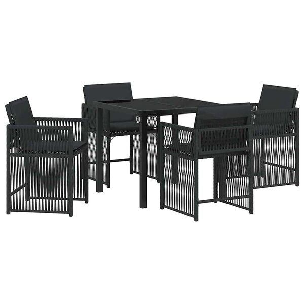 vidaXL Ensemble de salle à manger pour jardin 5 Pièces Noir polyrotin