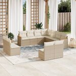 vidaXL Salon de jardin 11 Pièces avec coussins beige résine tressée