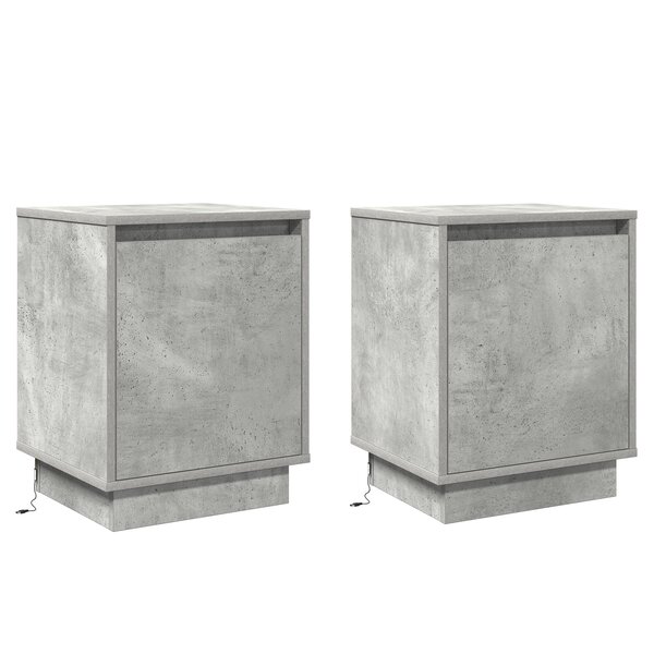 vidaXL Tables de chevet avec lumières LED 2 Pièces Gris béton 39x34 5x50 cm