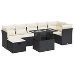 vidaXL Salon de jardin 8 Pièces avec coussins noir résine tressée
