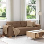 vidaXL Sofa 3 places avec coussin Marron tissu