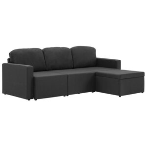 vidaXL Canapé-lit modulaire 3 places Gris foncé Tissu