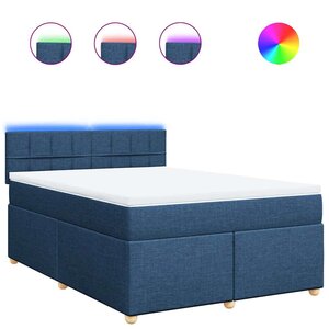 vidaXL Sommier à lattes de lit avec matelas Bleu 140x190 cm Tissu