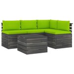 vidaXL Salon palette de jardin 5 Pièces avec coussins Bois de pin massif