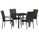 vidaXL Ensemble de salle à manger de jardin 5 pièces - Poly rattan marron