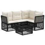 vidaXL Ensemble de canapé de jardin 5 Pièces Noir polyrotin