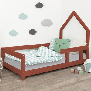 Lit cabane enfant POPPI 90 x 180 rouge brique 1
