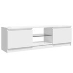 vidaXL Meuble TV avec lumières LED blanc brillant 120x30x36 cm