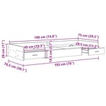 vidaXL Cadre de lit avec rangement avec tiroir Gris Sonoma 75 x 190 cm