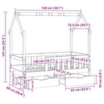 vidaXL Cadre de lit enfant avec tiroirs sans matelas 70x140 cm bois