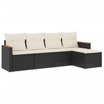 vidaXL Salon de jardin 5 Pièces avec coussins noir résine tressée