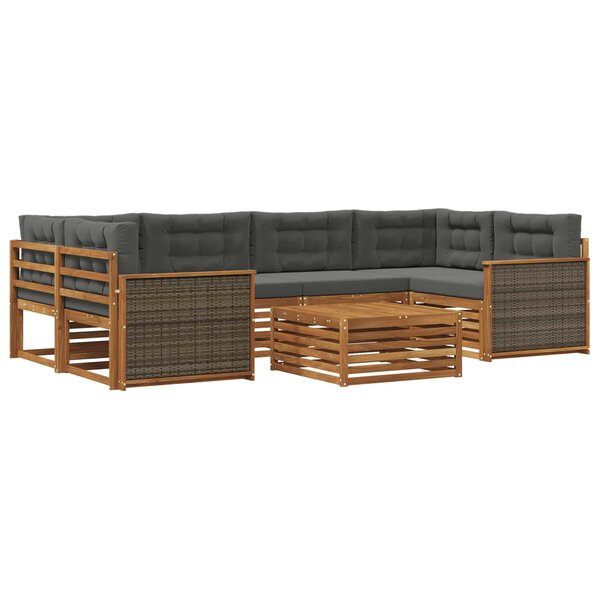 vidaXL Ensemble de canapés d'extérieur 7 Pièces Naturel et Anthracite