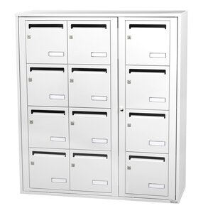 Bloc collectif Leabox  3x4  grade 3  simple face  intérieur  fixation murale  blanc neige ral 9016 finition brillante