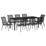 vidaXL Ensemble de salle à manger pour jardin 9 Pièces Noir