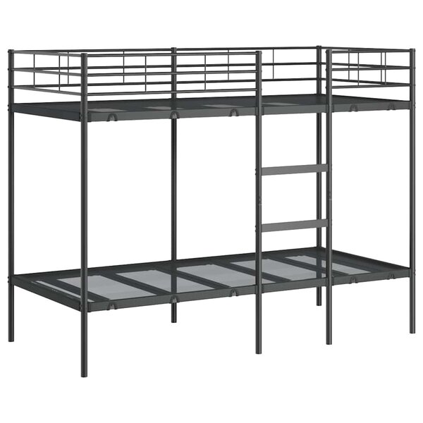 VidaXL Lit superposé sans matelas noir 90x200 cm acier