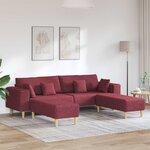 vidaXL Canapé avec coussin 3 Pièces Bordeaux tissu