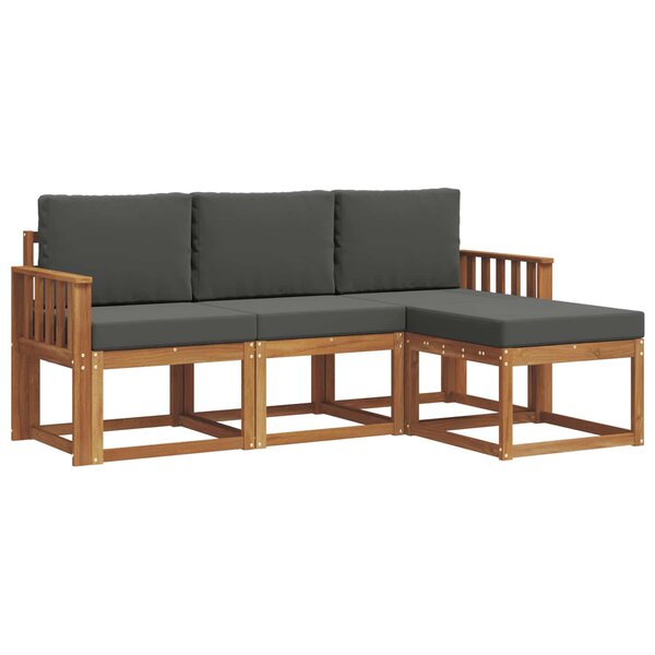 vidaXL Ensemble de canapés d'extérieur 4 Pièces Naturel et Anthracite