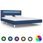 vidaXL Cadre de lit avec LED Bleu Tissu 140 x 200 cm