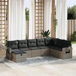 vidaXL Salon de jardin 8 Pièces avec coussins gris résine tressée