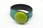 Bracelet cuir vert turquoise et céramique vert