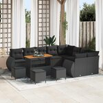 vidaXL Ensemble de canapé de jardin 13 Pièces Noir Poly Rattan