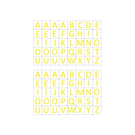 Loisirs créatifs enfants - 3 planches gommettes repositionnables lettres jaunes