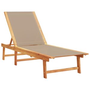 vidaXL Chaise longue taupe bois d'acacia solide et textilène