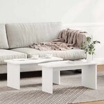 vidaXL Table basse 2 Pièces Blanc 100 x 69 x 35.5 cm Bois massif en pin