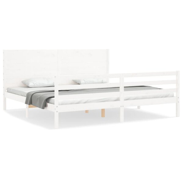 vidaXL Cadre de lit sans matelas blanc 200x200 cm bois massif