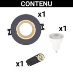 Spot gu10 50w 2700k rond orientable noir et or ip20