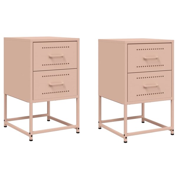 vidaXL Tables de chevet 2 Pièces rose 36x39x60 5 cm acier