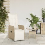 vidaXL Chaise inclinable de jardin avec coussins beige résine tressée