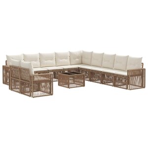 vidaXL Ensemble de canapé de jardin 12 Pièces Beige et blanc crème